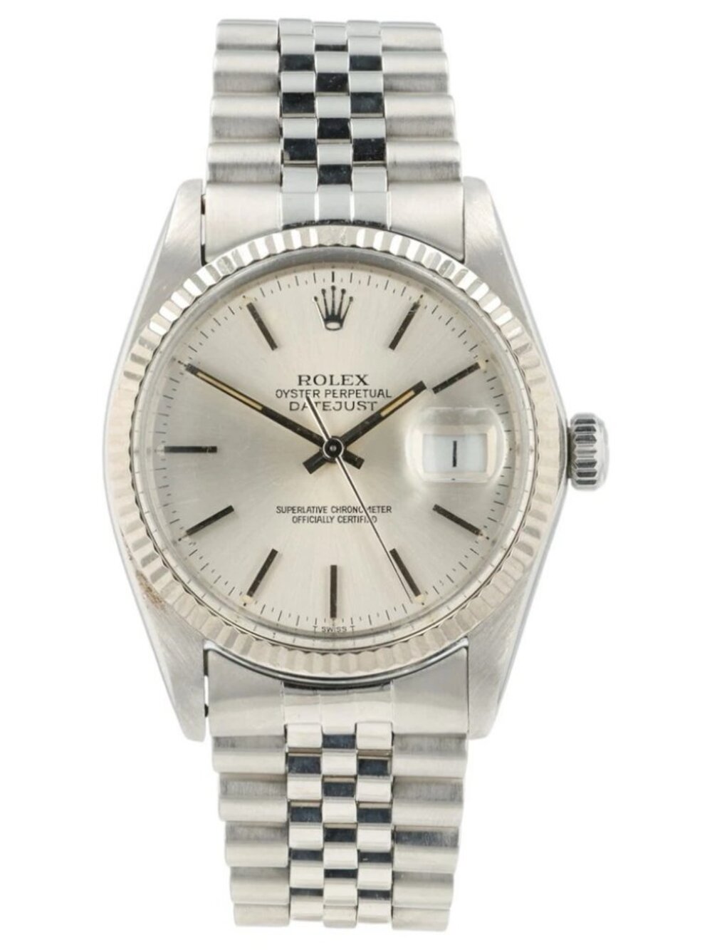 Rolex Datejust Silver Dial Stainless Steel 36mm Automatic Men’s Watch 16014